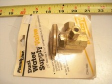 (0587.) Dual Water Supply Valve 1/2" FIP x 7/16" C x 1/4" C Made in USA