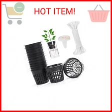 ORIMERC 30 Pack 3 inch Net Cup Pots with 30 feet Hydroponic Self Watering Wick &
