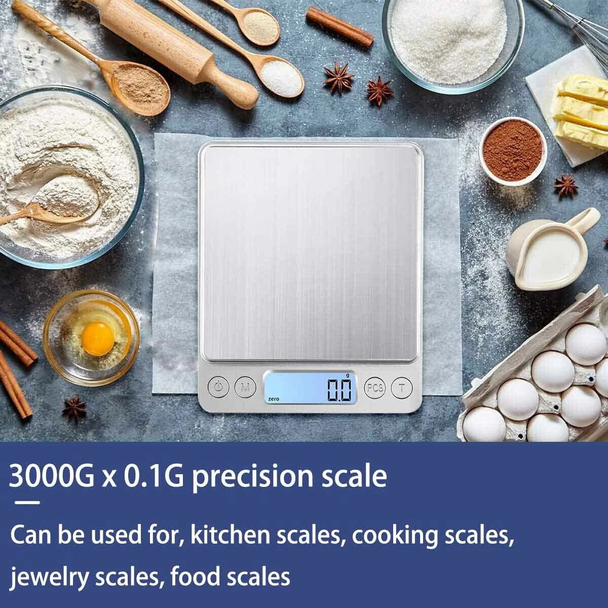 3KG Food Kitchen Scale, Digital Grams & Ounces for Weight Loss, Baking, Cooking