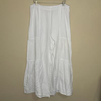 Match Point USA  Linen Pants Womens Small Medium White Wide Leg Lagenlook READ