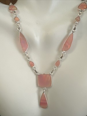 Aurora Opal Halskette 925 Sterling Silber Handarbeit 22''