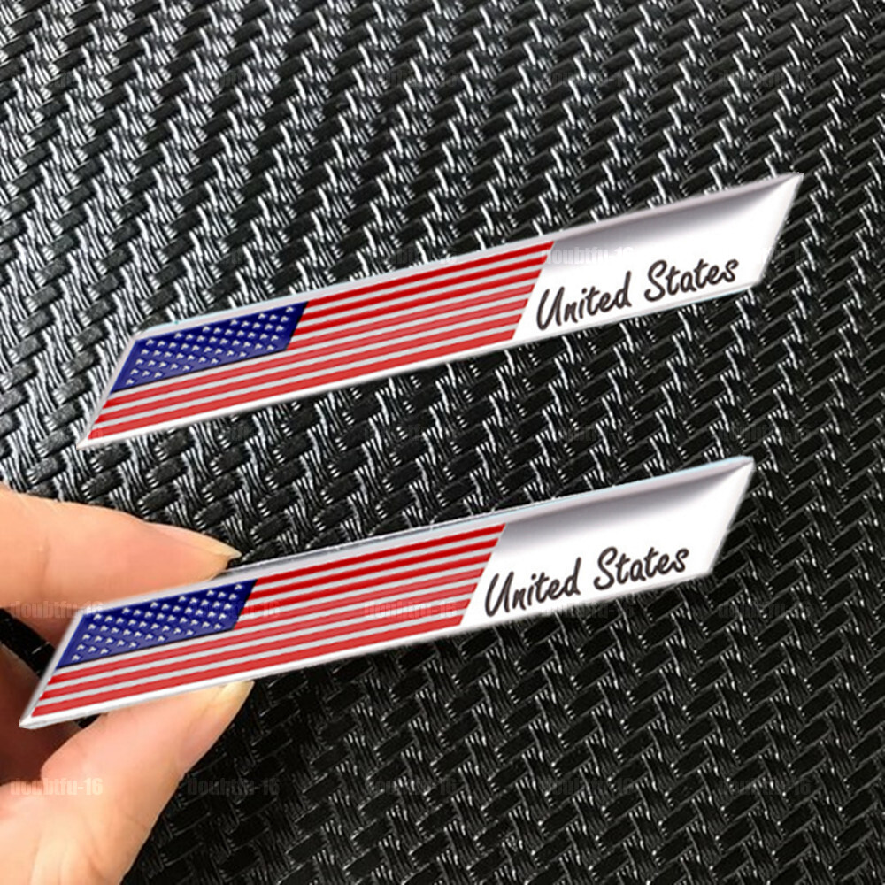 2pcs USA American Flag Decor Car Stickers Emblem Badge Decal Trunk Accessories