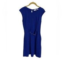 New York & Co Cobalt Blue Belted Middle Career Work Dress Small