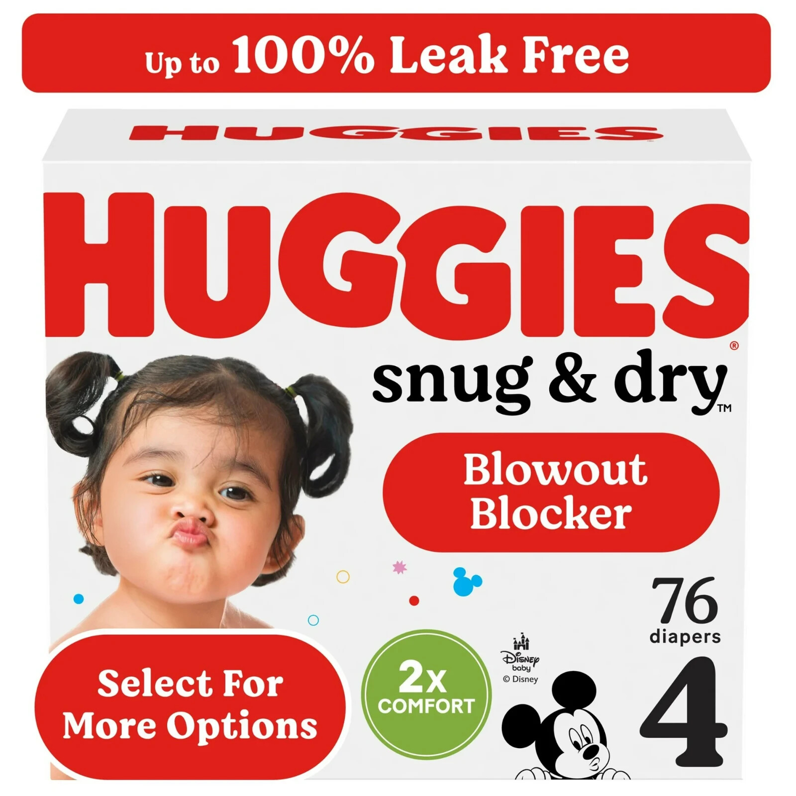 Huggies Snug & Dry Baby Diapers, Size 4 (22-37 lbs), 76 Ct (Select for More)