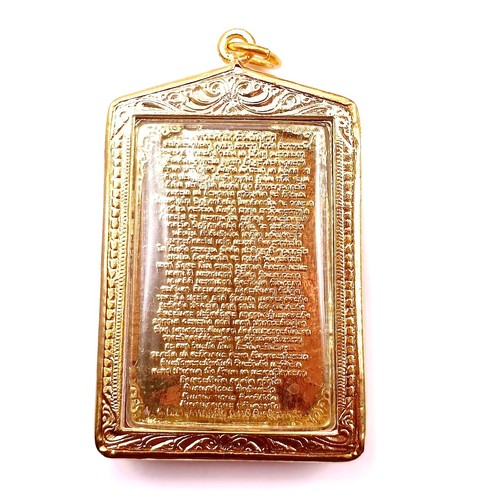 Buddha Somdej Chinnabanchorn Holy Chant Letters Thai Amulet Gold Plate Case - Picture 2 of 5