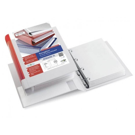 Raccoglitore personalizzabile Sei Rota Stelvio TI A4 - 4 anelli D 25 mm bianco d