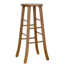 Sgabello legno con seduta rotonda h 80 cm noce chiaro gamba curva bar pub