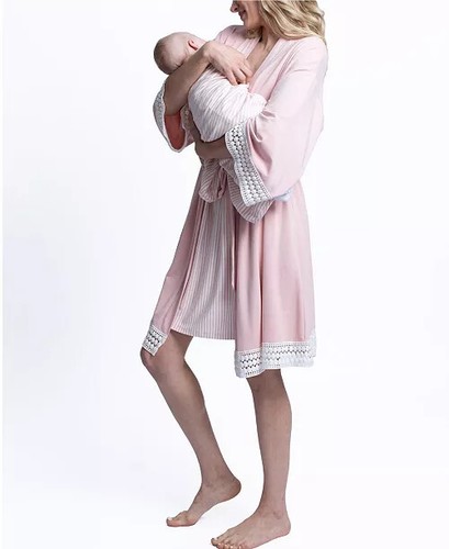 NWD -Blooming Women by Angel XS/S 4 Piece Robe and Matching Baby Set Pink $120 - Picture 14 of 16