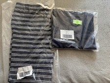 NWT Janie and Jack Navy Blue Shirt T-Shirt & Striped Shorts Size 16