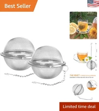 2-Pack 2.7 Inch Stainless Steel Tea Strainers with Clasp - Ideal for Leaf Tea