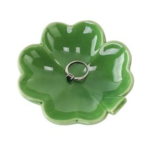 VINCOMIC Four-Leaf Clover Ceramic Ring Dish,Decorative Trinket Jewelry green 