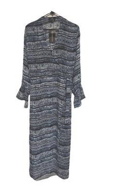 NWT Curations Dress Women Size M Blue Maxi Wrap Around Chiffon Semi Sheer w/Slip