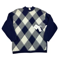 NEW - Old stock Vintage RAFAELLA SUPER SOFT Fuzzy ANGORA SWEATER Argyle L - NWT