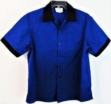 Happy Chef Cook Work Shirt Blue Black Unisex Size M Short Sleeve Free Shipping