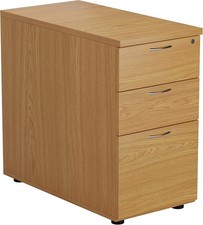 Image of Oak 3 Drawer Lockable Filing Cabinet 40.4x80x73cm Wood