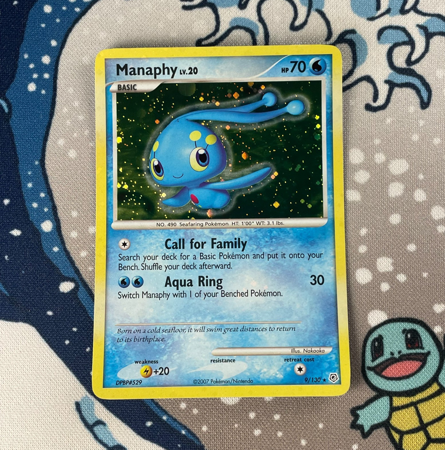 Manaphy 9/130 Holo Rare Diamond & Pearl Base Set Pokemon Card 2007 LP