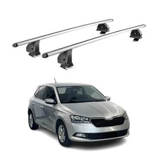 Alu Dachträger für Skoda Fabia III 2014-2021 TÜV T-Nut Abschließbar 2tlg Silber