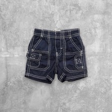 New Oshkosh B'Gosh Baby Boys Cargo Shorts Navy Blue White Trim Size 6M