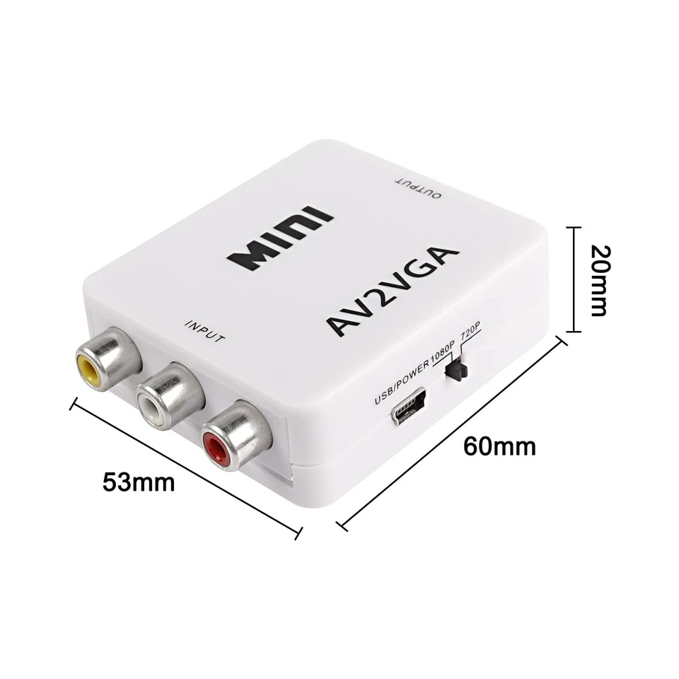 AV RCA to VGA Adapter Audio Video Converter,Composite AV to VGA +3.5mm TV Vid... - Image 2 of 4