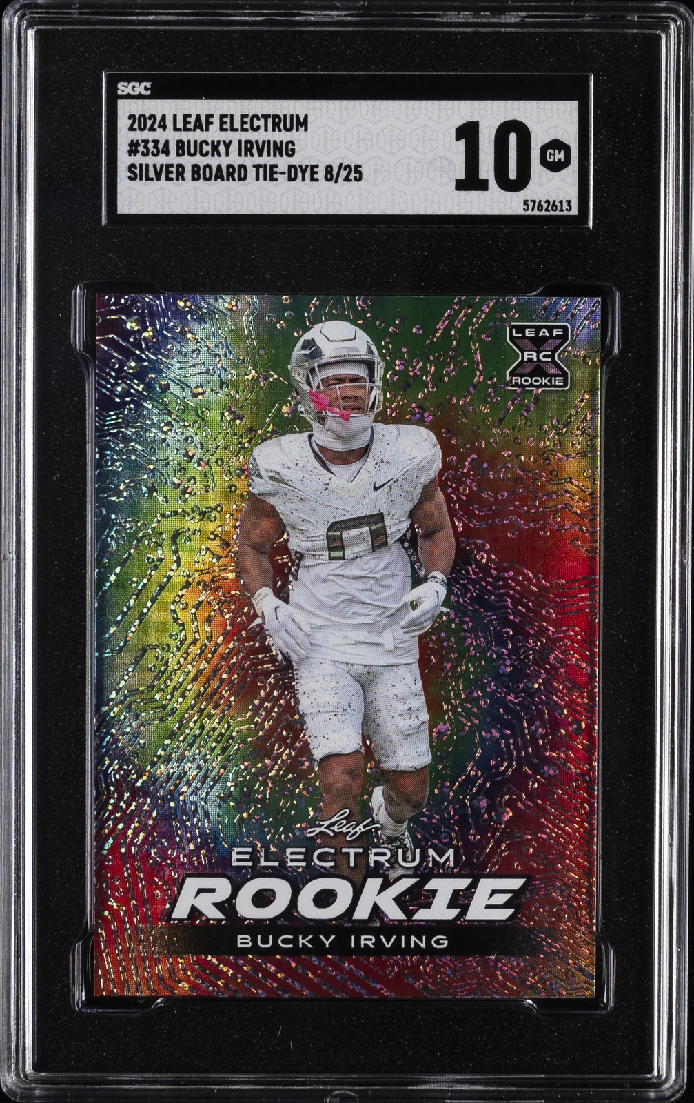 Bucky Irving Leaf Electrum Rookie Autographs #RABI1 Silver Board Tie-Dye Etch Foil