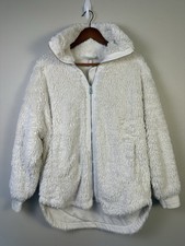 Varley Sherpa Fleece Jacket Womens M Ivory Oversized Zip Up Cozy