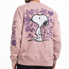 Juniors Snoopy Sweatshirt Medium Live Fast Graphic Print Pink Pullover Top