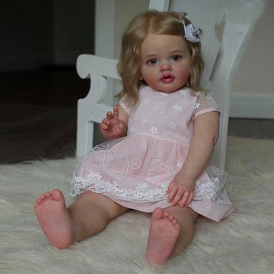Artist Finished 26'' Reborn Baby Doll Toddler Girl Hand-Rooted Hair XMAS Gift Toy