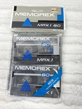 2 Tapes - Memorex MRX1 60 Minute Blank Cassette Tapes Vintage USA New