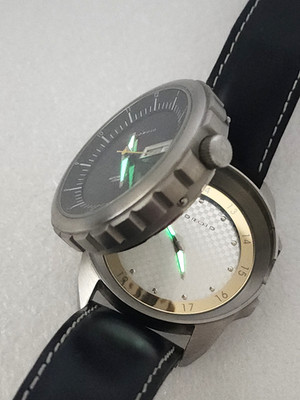 Clamshell FlipTop Dual two time zone dial Android watch Aragon GMT Automatic