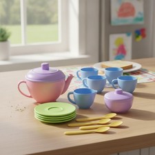 Tea Set, Pink 4C - 17 Piece Pretend Play, Motor Skills, Language Communicat...