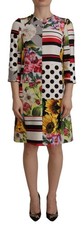 Dolce & Gabbana Multicolor Charmeuse Floral Sheath Jaquard Pachwork Women's