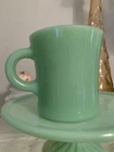 Vtg Fire King Jadeite C Handle HEAVY  DUTY RESTAURANT OVEN Ware Mug VGVC