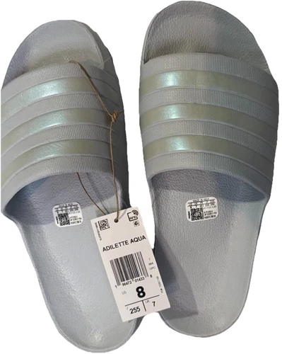 Adidas Adilette Aqua Slip On Sandals Slides Light  Blue Summer Women Size  8 New