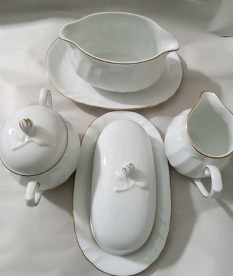 7Pc Mikasa Fine China L9709 Wedding Band Gold Butter Dish Cream&Sugar Gravy Boat