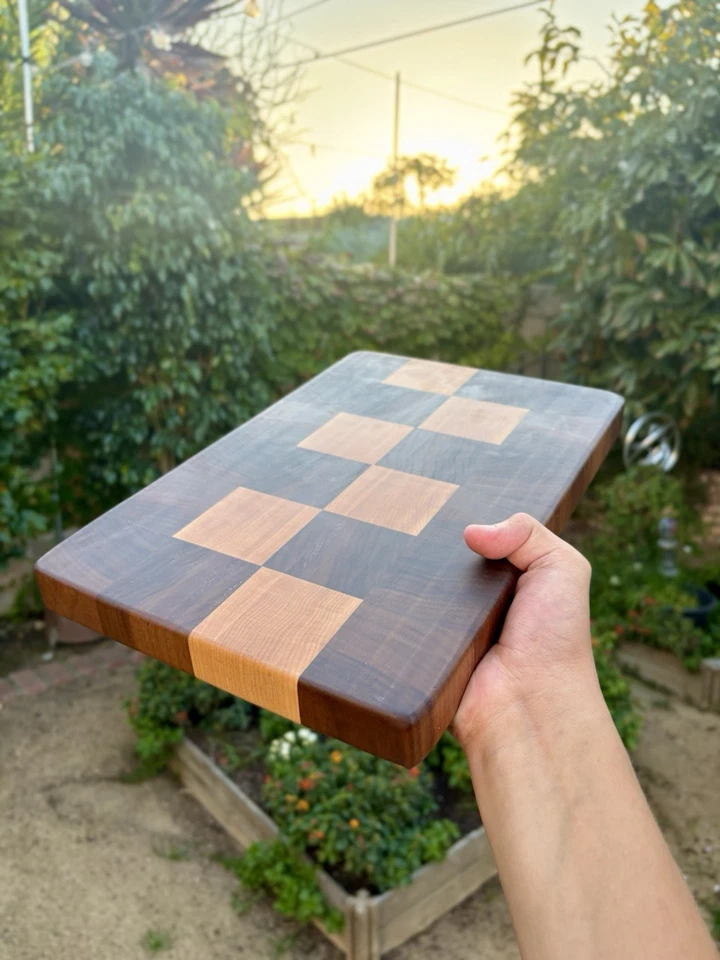 PREMIUM Handmade End Grain Cutting Board – Maple & Walnut Butcher Block - Image 3 of 4