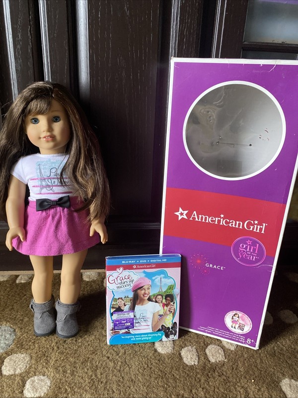 American Girl Grace Thomas Girl of the Year 18" Doll Blue Eyes Brown Hair BoxDVD