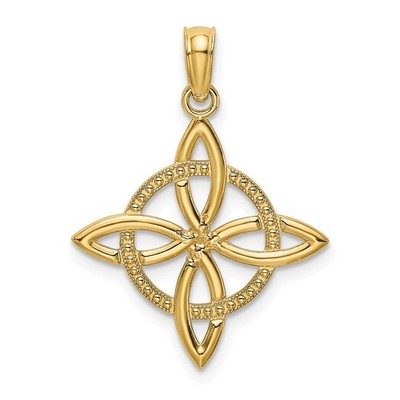 14k Gelbgold kleiner keltischer Ewigkeitsknoten Charm Anhänger 0,76gm