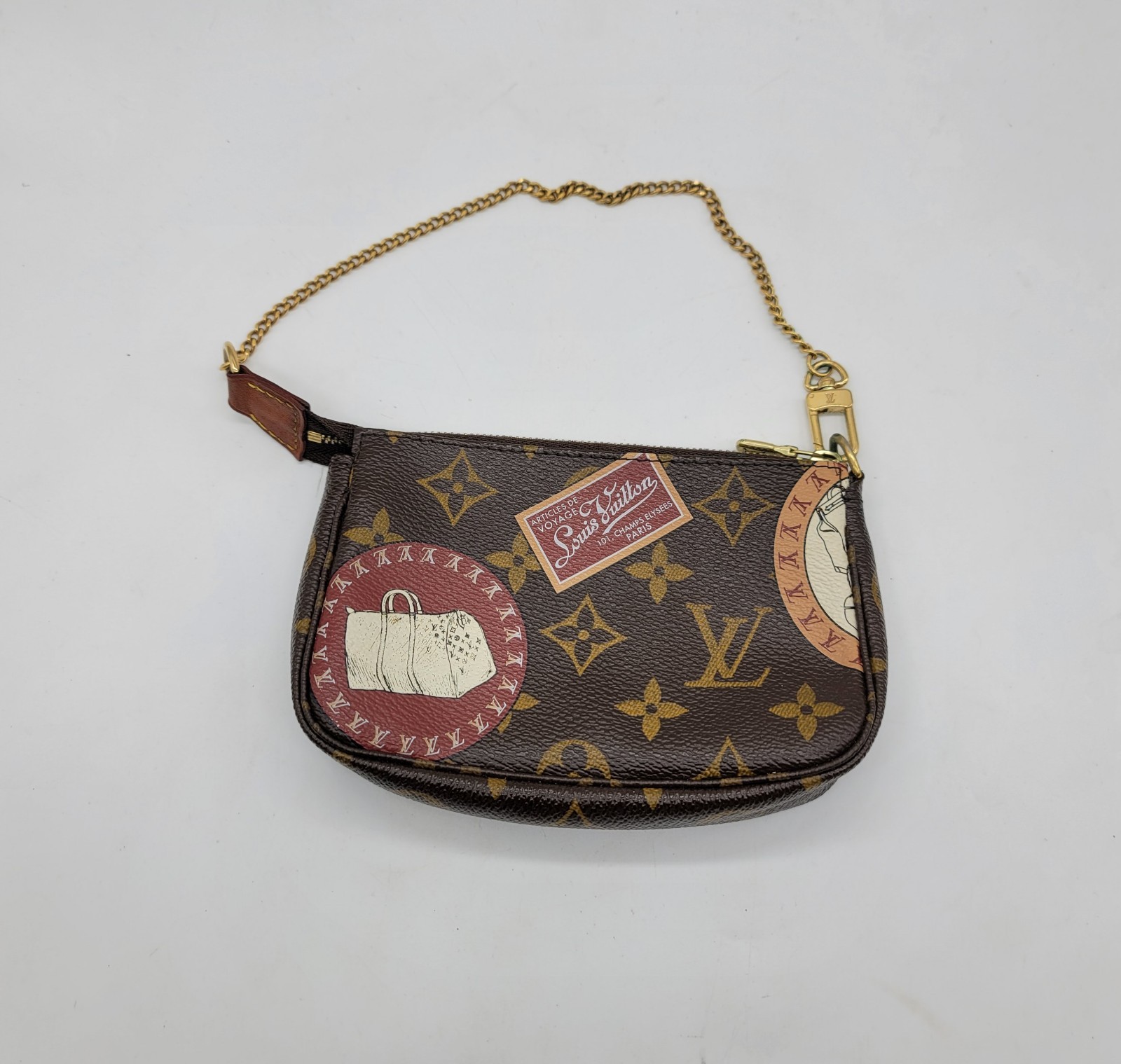 Authentic Louis Vuitton Mini Pochette Accessoires Handbag Monogram Pouch 