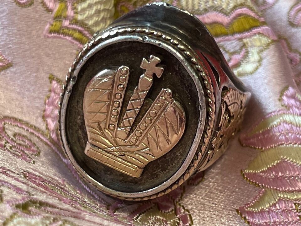 Antique Solid Russian Signet Ring Circa 1900, Sil… - image 7