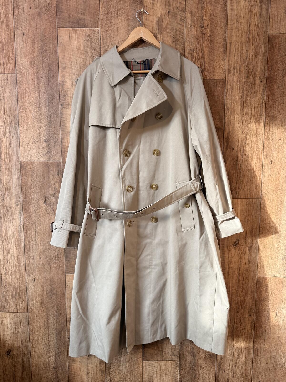 Vintage St Michael Beige Trench Coat with Check Lining Heritage Old Money