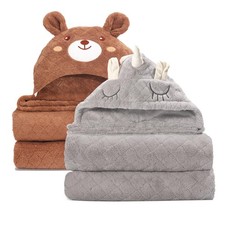 Toddler Towels for Boy 1-5,2 Pack 50" x 32" Baby Hooded Towel Boys, Ultra Thi...