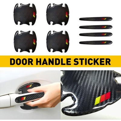 Carbon Fiber Door Cup Handle Sill Scuff Cover Anti Scratch Sticker Decal EW