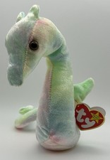 TY NEON The Seahorse Beanie Baby 1999 With Tag Errors  Holo Tush Tag - Mint