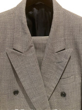 Vintage Oleg Cassini Double Breasted Wool Suit 38R Peak Lapel Pleated High Rise