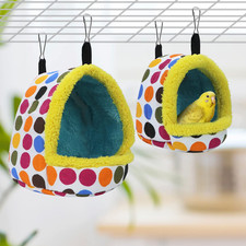 Bird Hanging Hammock Winter Warm Parrot Nest House Bed Plush Snuggle Pet Cave...