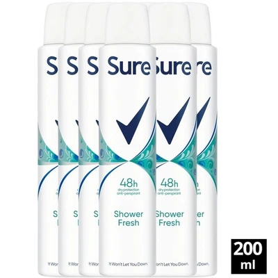 Sure Women 48hr Shower Fresh Antiperspirant Deodorant Spray 6 x 200ml
