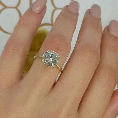 2,50 ct Rundschliff Moissanit Solitär Verlobungsring 14 K Gelbgold über