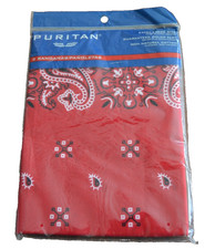 Vintage PURITAN 2 BANDANAS Red 100 Natural Cotton Extra Large Size NIP Pkg of 2