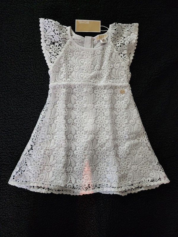 NWT Michael Kors Kids White Floral White Lace Dress, Size 5Y, Style #12110