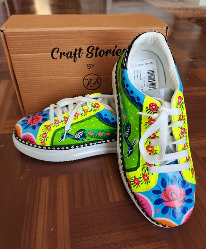 Tennis Shoes, NWT in box. Designer Hand painted in Pakistan, Size 40 (US Size 7)